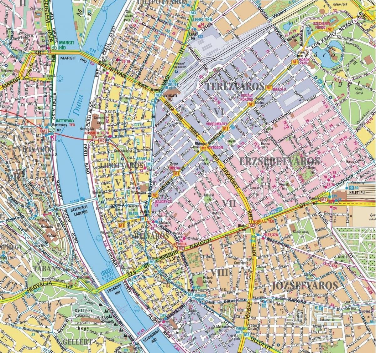 地图的地区，在布达佩斯