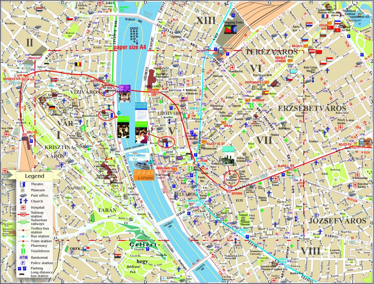 街道地图的布达佩斯市中心
