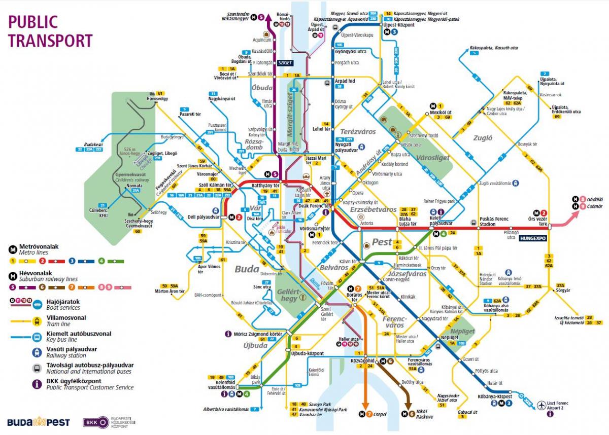 布达佩斯的总线的地图