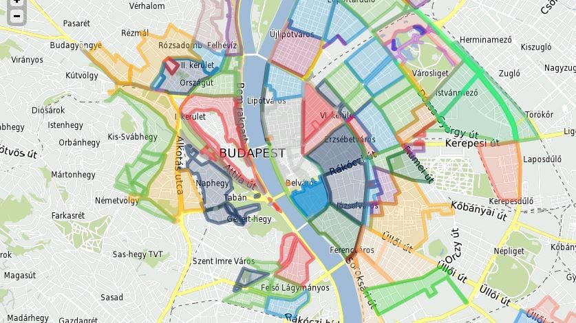 停车区的布达佩斯地图