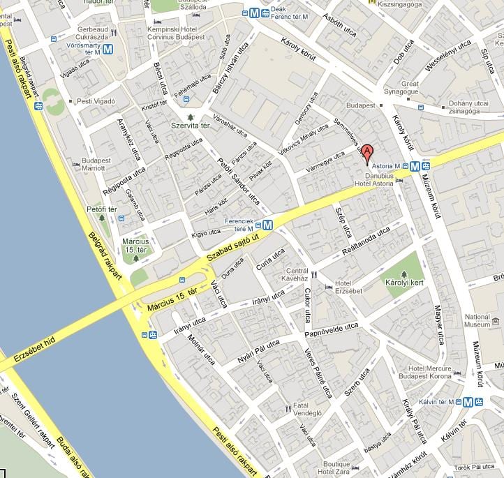 地图的布达佩斯的旅馆
