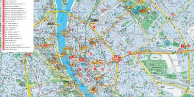 布达佩斯市的旅游地图